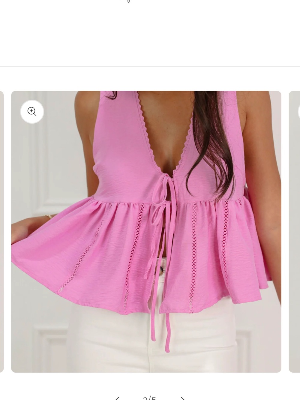 Women’s Pink Tie-Front Peplum Camisole